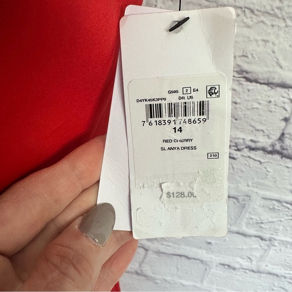 Guess strapless red dress (SL Anya Dress, Size 14, Color: Red Cherry, NWT): - Picture 2 of 14